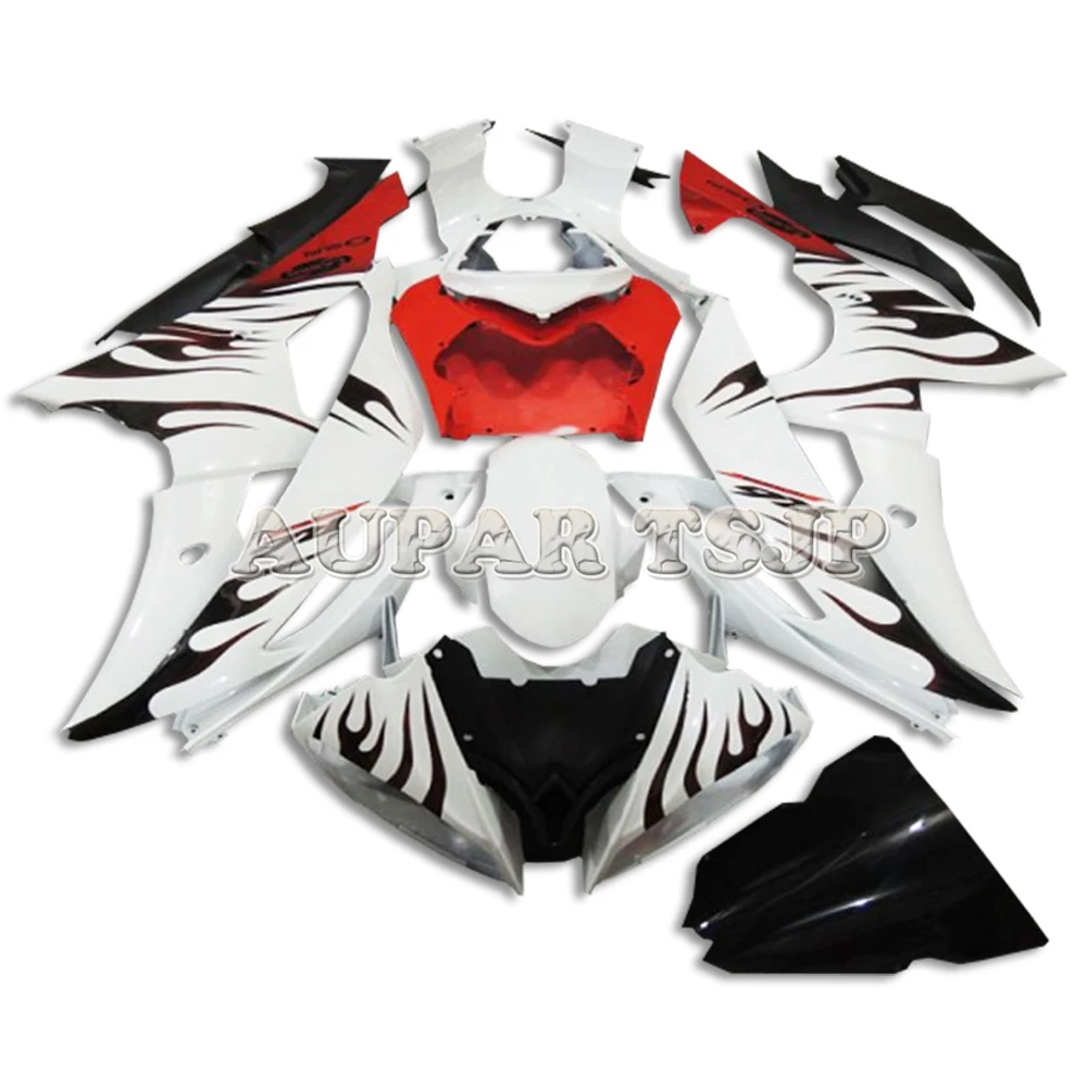 

White Red Flames Panel For Yamaha 2008 09 10 11 12 13 14 15 16 2008 - 2016 YZF-600 R6 Injection Plastic Pieces Motorcycle Covers