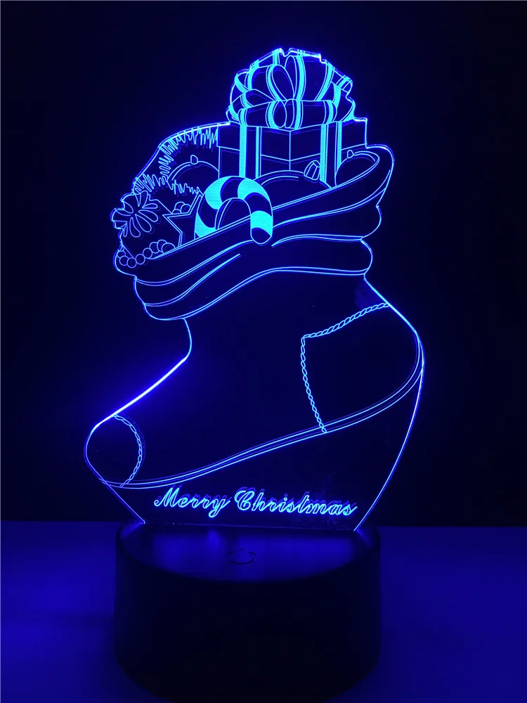 

GAOPIN Christmas Socks 3D Lamp LED USB Lamp Light Touch RGB 16/7/3 Colors Changing Table Night Light Bedside Decoration LED Lamp