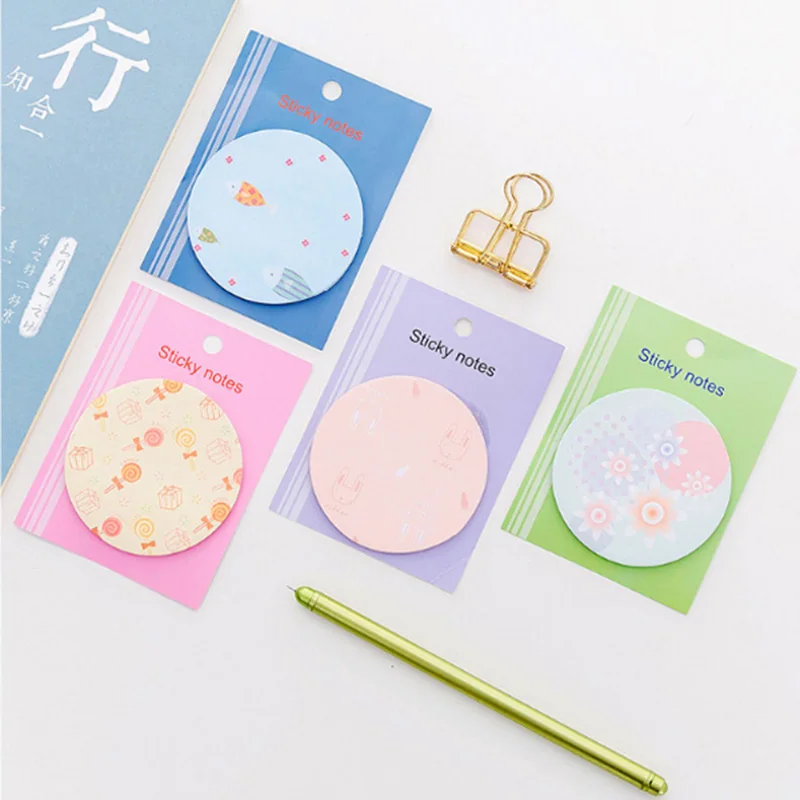 1X kawaii маленький круглый рисунок Еженедельный план Липкие заметки блокнот для