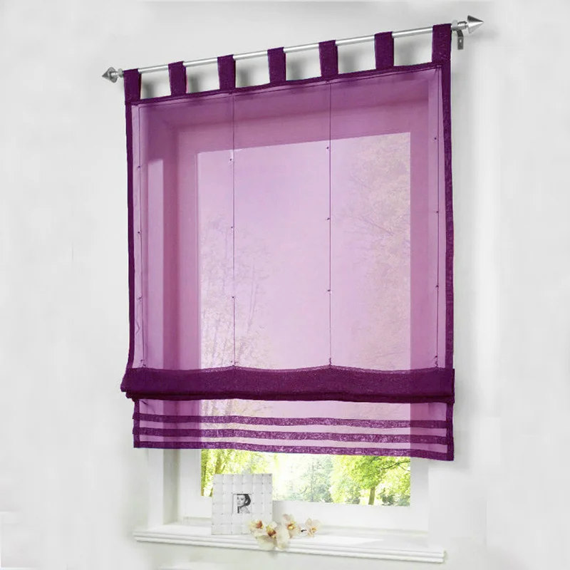 Purple HTEXQ, стиль, 9 цветов, римская штора, штора для дома, волна, Европейский цвет, для гостиной, балкона, вуаль, панель, 1 шт., для окна - Цвет: Purple
