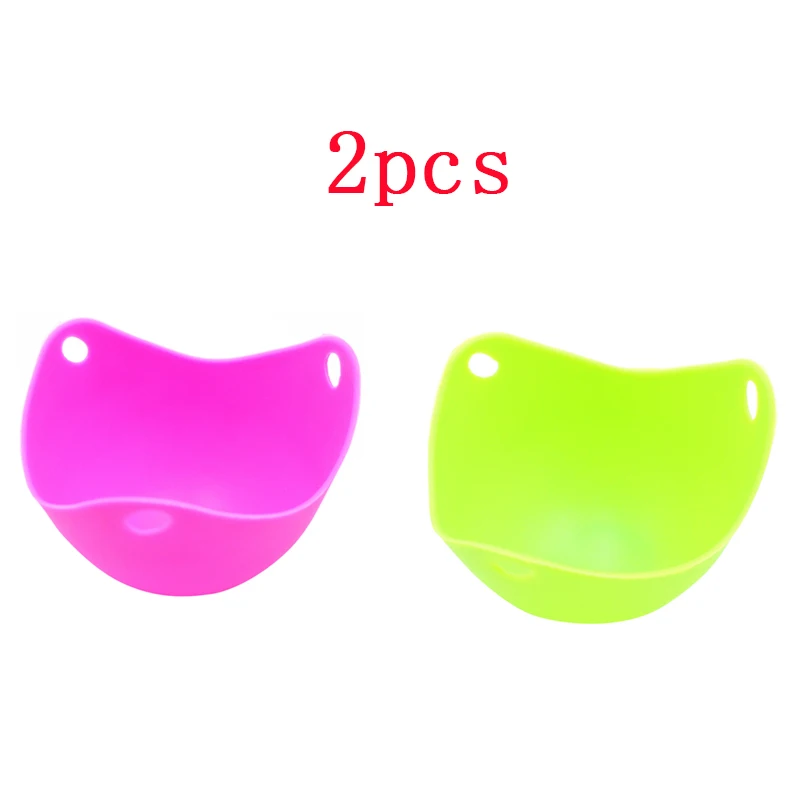 Зеленый 2Pcs Egg Tool Silicone Egg Poacher Cup Pancake Egg Poaching Pods DIY Baking Cookware Egg Boiler Kitchen Utensil Accessories - Цвет: Зеленый