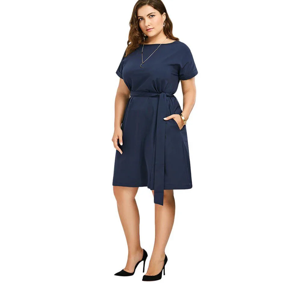 Новое летнее платье размера плюс L-6XL Vestidos модное красное синее зеленое элегантное платье офисное женское платье большого размера s шифоновое платье с поясом