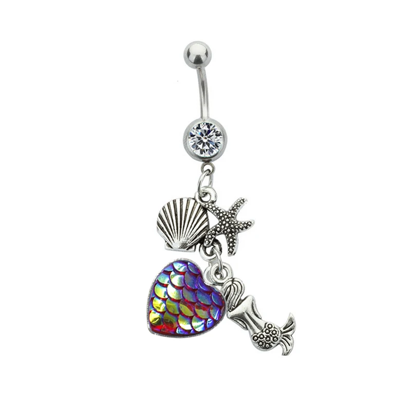 

New Arrival Mermaid Piercing Navel Medical Stainless Steel Piercing Belly Button Rings Body Piercing Pendant Navel Jewelry