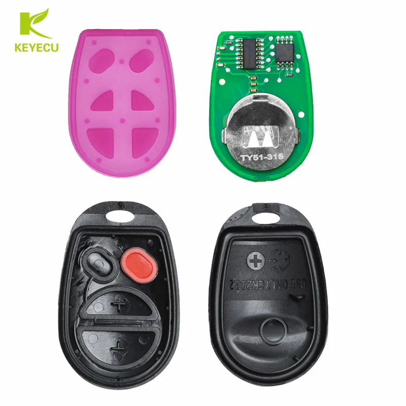 Новый 4-кнопочный телефон KEYECU с подъемным воротом для Toyota Sienna 2004-2013 FCC ID: GQ43VT20T |
