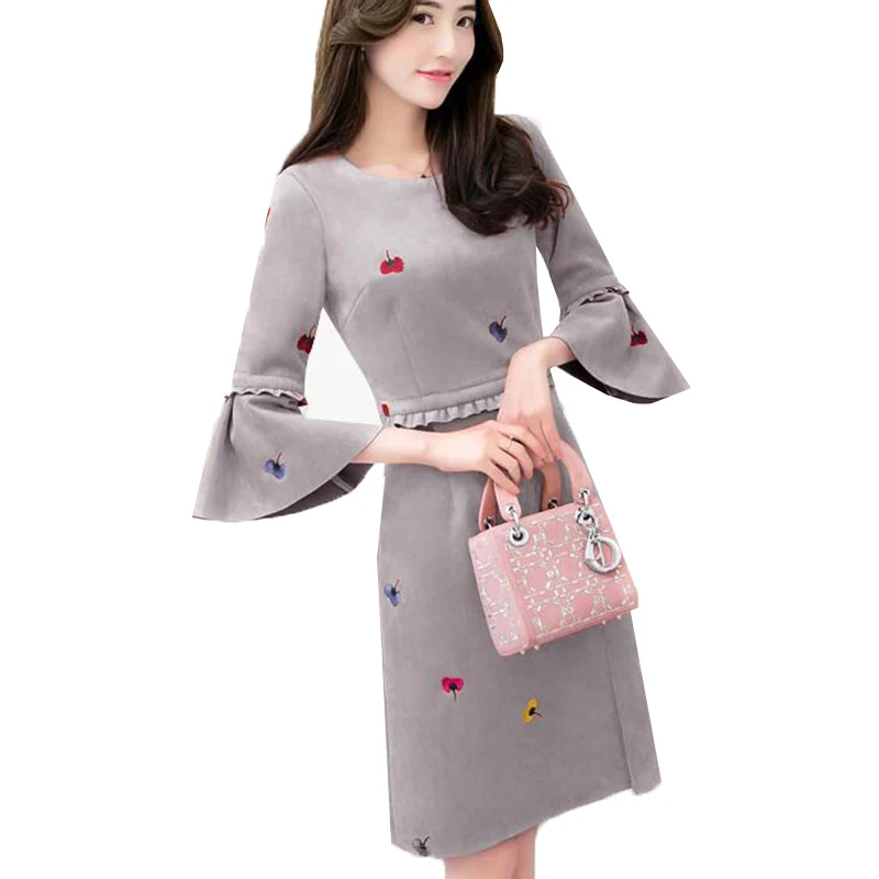 Новинка 2017 женское платье из искусственной замши весенне-летнее винтажное с