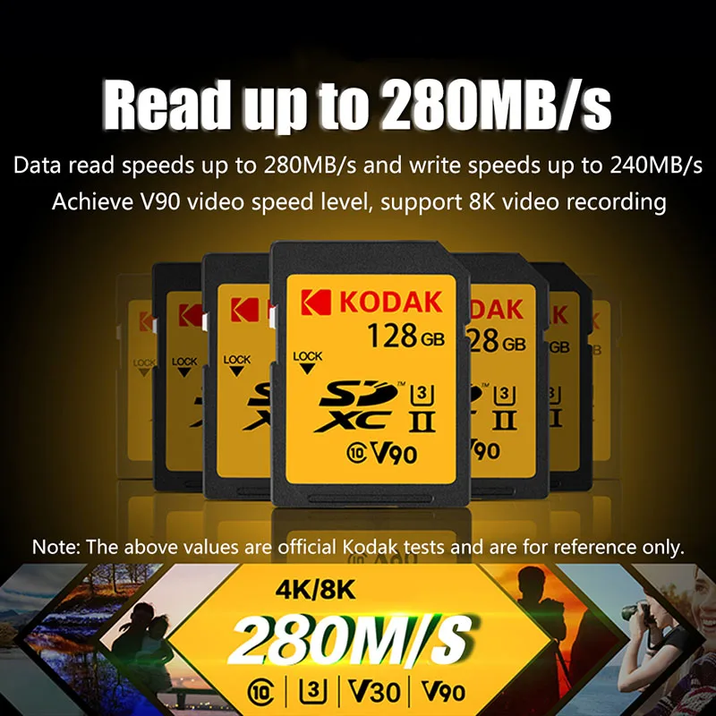 Kodak Memory Card U3/U1 SD 32GB 128GB 64GB 256GB 16GB Flash SDXC SDHC cartao de memoria | Компьютеры и офис
