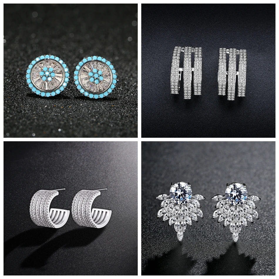 Серьги пусеты Mecresh женские геометрические круглые белого и золотого цвета