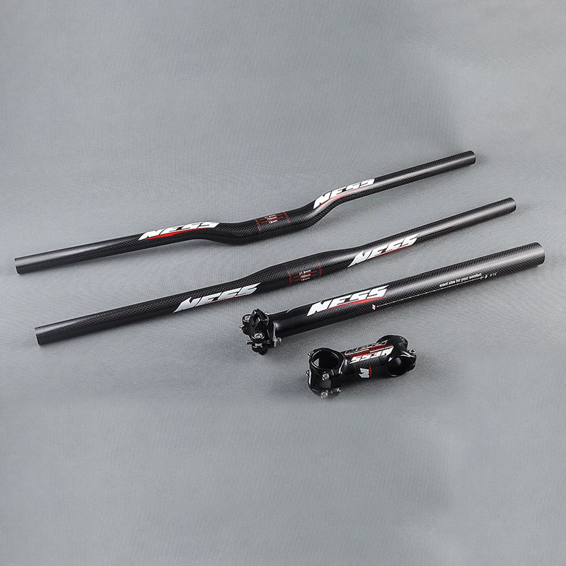 

NESS Carbon Fibre Bicycle MTB Road Handlebar Sets Bike Handlebar + Seatpost + Stem Cycling Mountain Parts