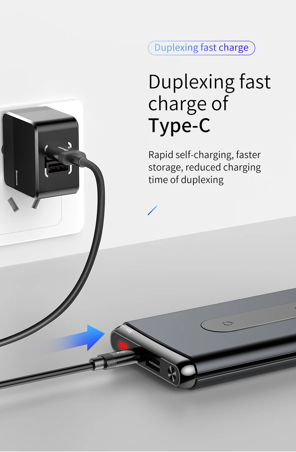 Baseus 10000 мАч QI Беспроводное зарядное устройство Банк мощности для iPhone samsung PD+ QC3.0 Быстрая зарядка USB банк питания Внешний аккумулятор