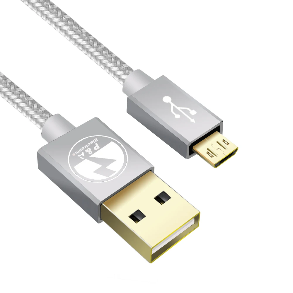 Gray Микро USB кабель 1 м 2 а Быстрая зарядка нейлоновая оплетка USB синхронизация данных мобильный телефон Android адаптер для samsung xiaomi Htc LG huawei - Цвет: Gray
