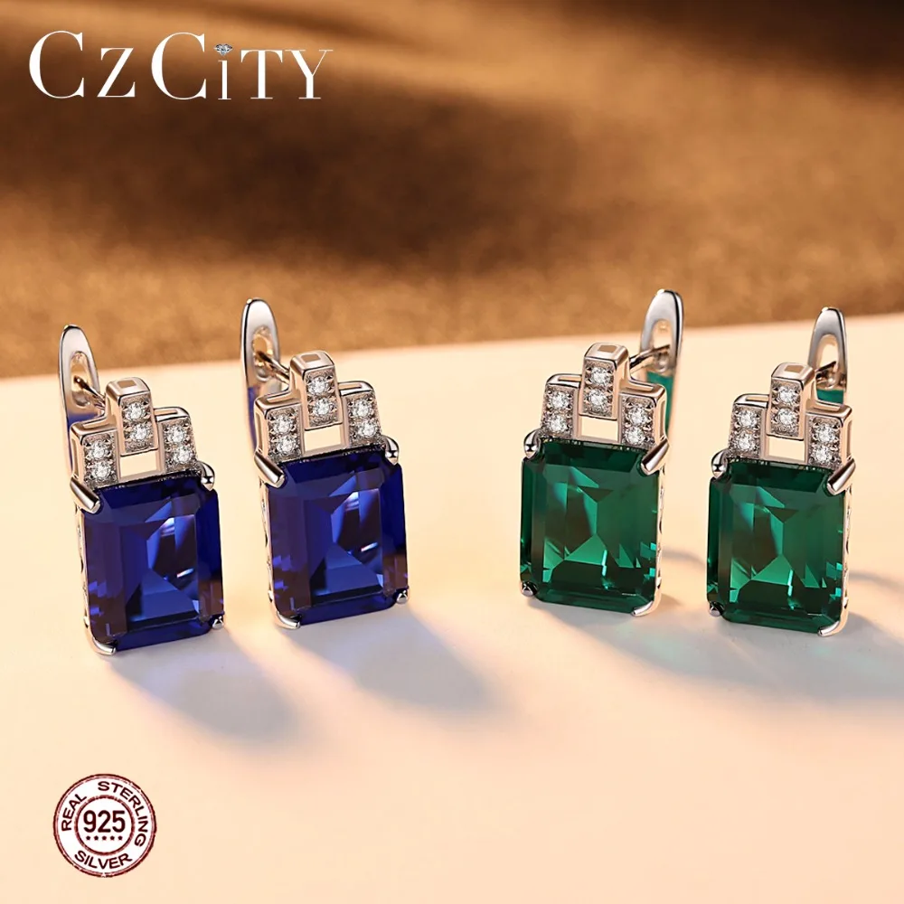 CZCITY драгоценными камнями серьги-клипсы роскошные 7.6ct нано русский имитация