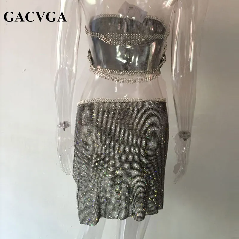 GACVGA, Кристальный сексуальный укороченный топ, для пляжа, фитнеса, футболка, женские летние топы, металлические, вечерние, безрукавка, без косточек, обрезанная, Feminino Blusa