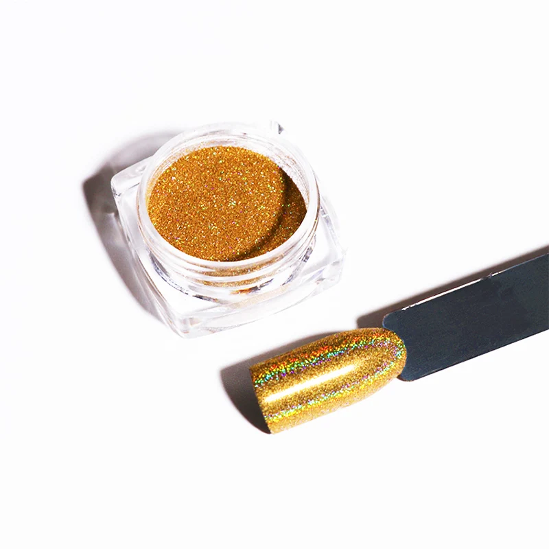 1g Golden Powder Новинка 0,5 г/кор. голографический блестящий для ногтей порошок хромовый пигмент волшебное зеркало лазерный порошок Пыль для маникюра украшения ногтей - Цвет: 1g Golden Powder