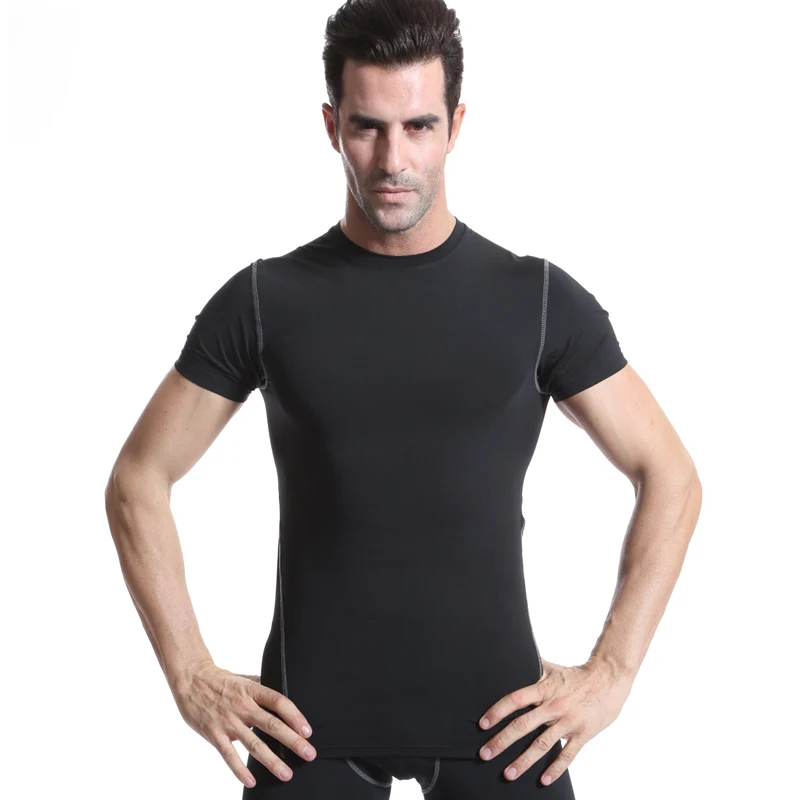 Новинка мужская спортивная одежда колготки для фитнеса футболки с коротким