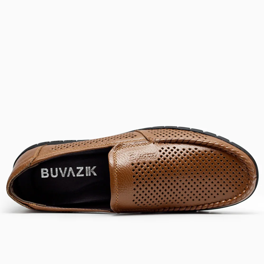 Туфли мужские из натуральной кожи дышащие повседневные с вырезами мягкой