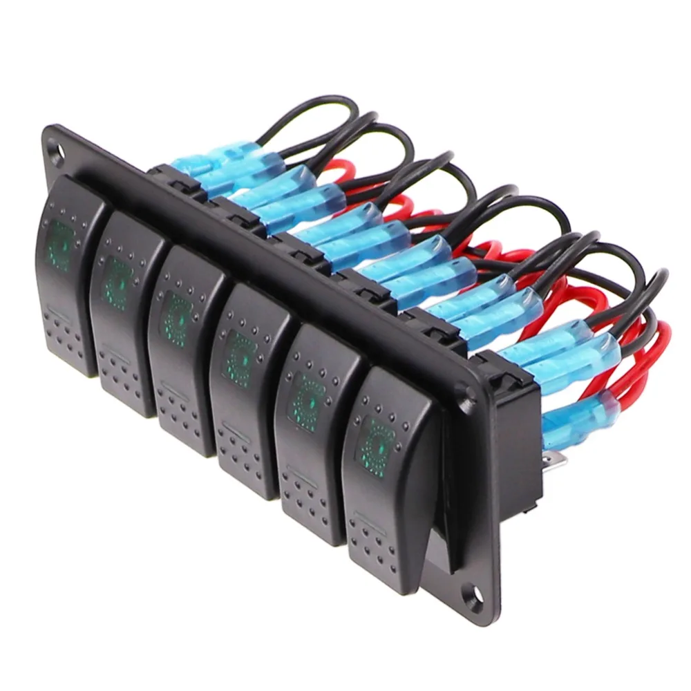 6 банды тумблер Панель 12 ~ 24 v с двойной светодиодной подсветкой морской лодка