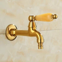 washing machine faucet brass single cold wall mounted bibcock 12 gold outdoor garden faucet mop pool tap with jade handle