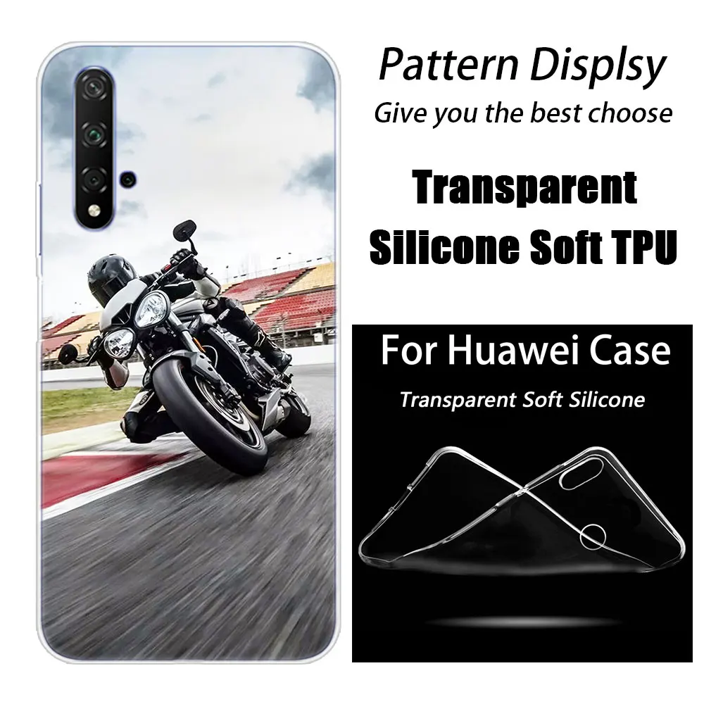 006 Ретро крест мотоцикл Мягкий силиконовый чехол для huawei Honor 20 8A 7A Pro 10 9 8 Lite вид 20 фотоаппаратов моментальной печати 7S 8S 8X 7X 6X 8C 20i 10i играть - Цвет: 006