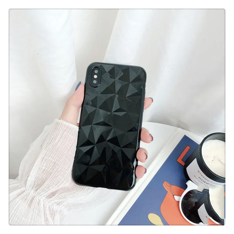 a Чехол для телефона SUYACS ярких цветов с геометрическим бриллиантом для iPhone 11 Pro Max 7 8 Plus X XR XS Max 6 6s Plus, мягкий чехол-накладка из ТПУ - Цвет: a