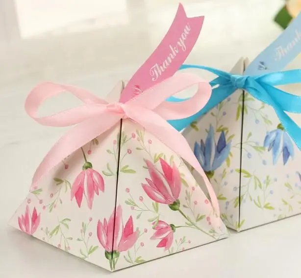 100 шт. рекламная Изысканная треугольная милая розовая синяя Цветочная коробка