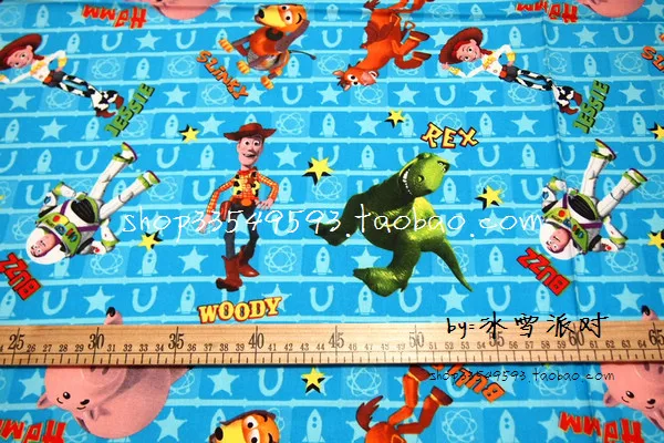 105 см Ширина Toy Story Rex Woody Buzz Bullseye небесно-голубая хлопковая ткань для мальчиков стеганая штора домашний текстиль DIY-AFCK800