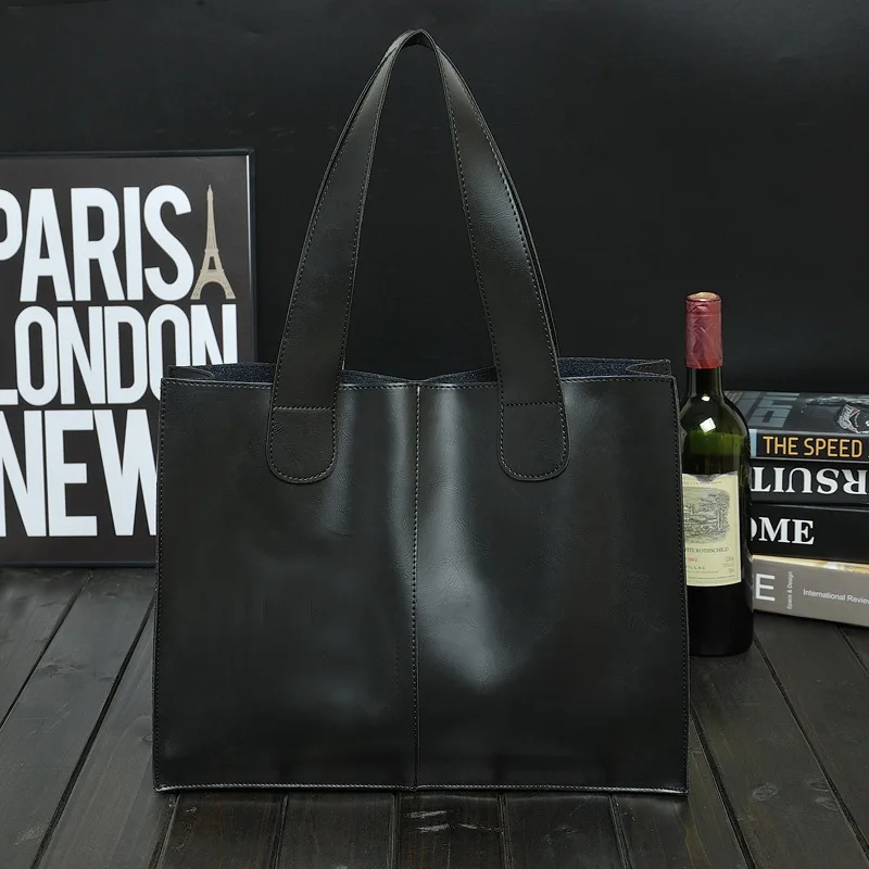 

Jonon Vintage Women Composite Bag Retro PU Crazy Horse Leather Tote Bag Large Lady Handbags Women Casual Shoulder Crossbody Bag