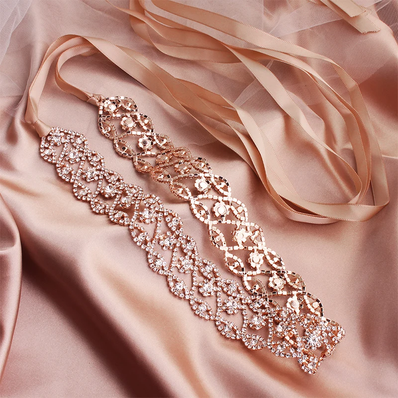 Miallo Модный свадебный пояс из розового золота с кристаллами стразы аксессуары для