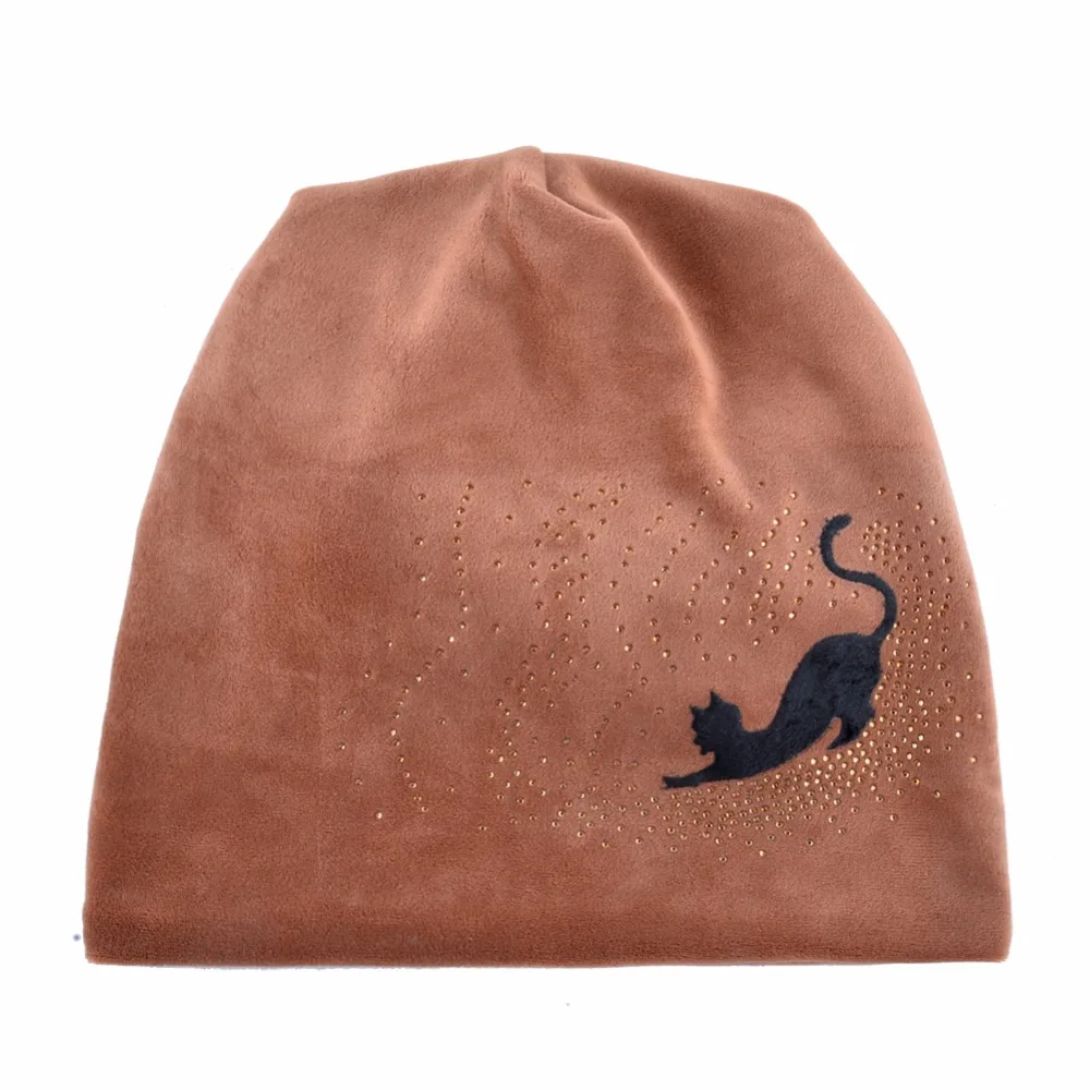 Женская трикотажная Шапка бини Зимняя в виде кошки|Женские Skullies и шапочки| |