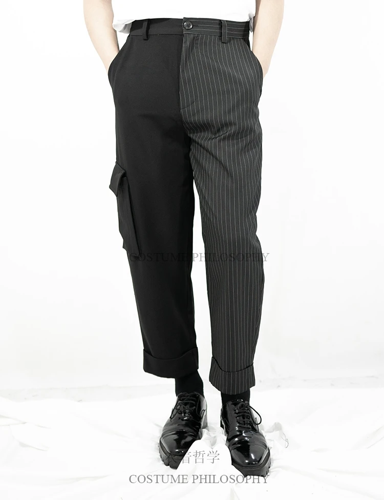 Original design baggy male casual pants personality asymmetrical wide leg pants 27-44! Big size, high quality pants