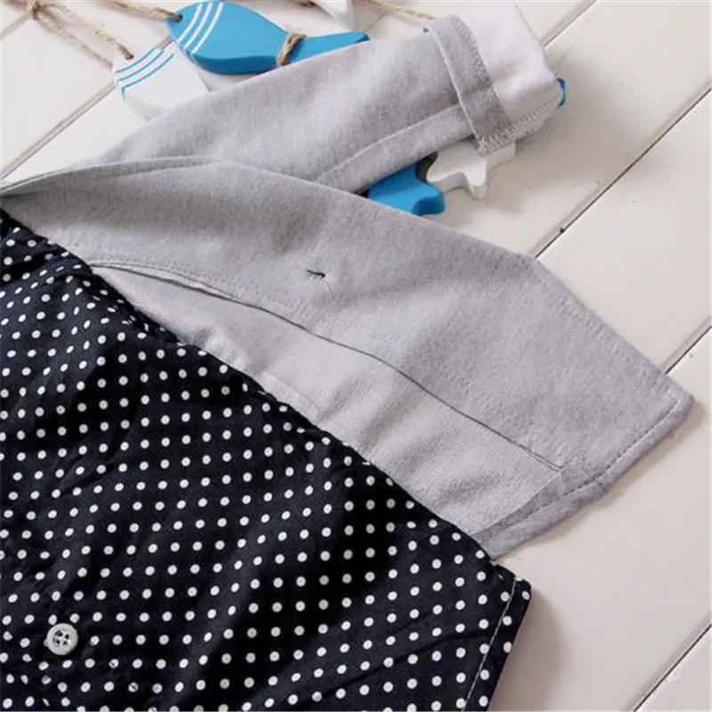 

2018 Autumn Gentleman Baby Boys Clothing Set Children Kids Polka Dot Shirt Coat + Pants Three-piece Suit Baby Kids Clothes Suit