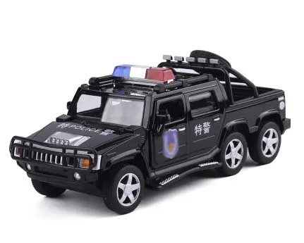 Горячая 1:32 шестиколесная Hummer сплава Полиция внедорожных игрушечные машины Звук Свет задерживаете игрушечный танк автомобилей для детей Подарки - Цвет: 3
