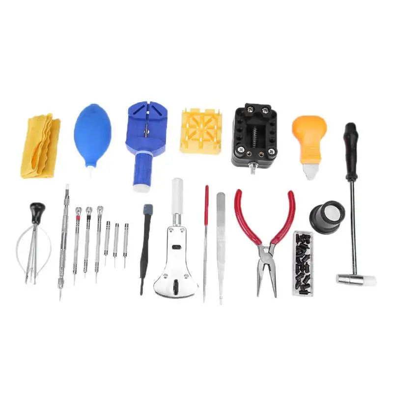 

22 шт. набор инструментов для ремонта часов, набор инструментов, ремешок для часов, чехол, открывалка, набор часовых инструментов