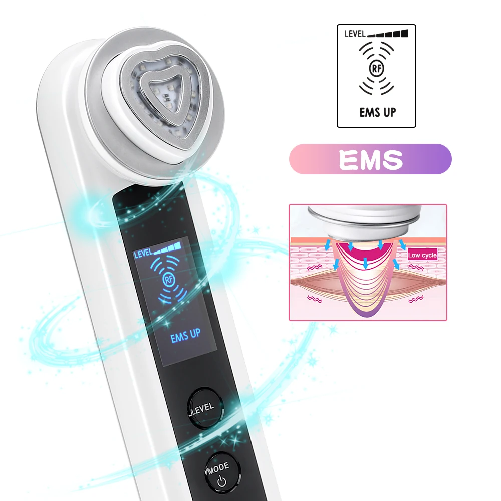 KONMISON светодиодный фотонотерапия RF радиочастотная машина для красоты лица EMS RF лифтинг ионная Очищающая Вибрация массажер для лица