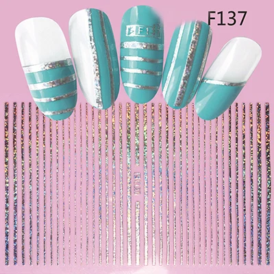 F137 silver Самоклеющиеся наклейки для ногтей серии F, 12*7,5 см, наклейки для ногтей с цветами, наклейки для дизайна ногтей, украшения для маникюра - Цвет: F137 silver