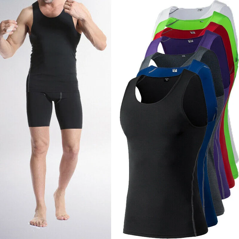 Мужская компрессионная Базовая майка без рукавов быстросохнущая спортивная