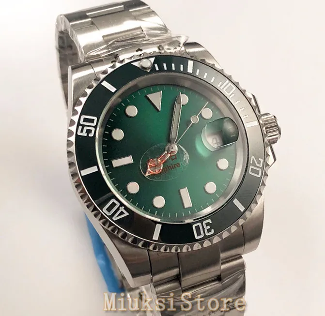 Автоматические часы керамический ободок 40 мм сапфировое стекло зеленый