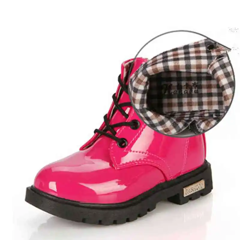 Brand New Boys Girls Snow Winter Ankle Boots For Children Shoes PU Leather Flats Heels Martin Booties Size 21-36 Little Big Kids | Детская