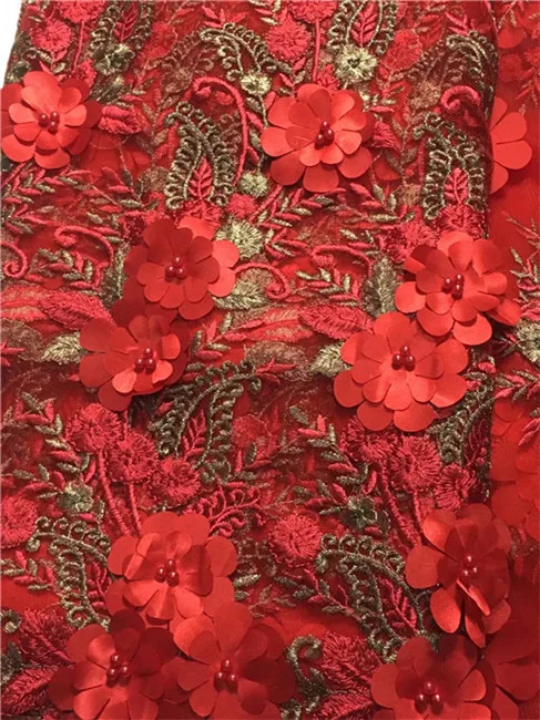 Зеленая кружевная ткань для платья 2018 3D бисерная Aso Ebi новая Цветочная аппликация
