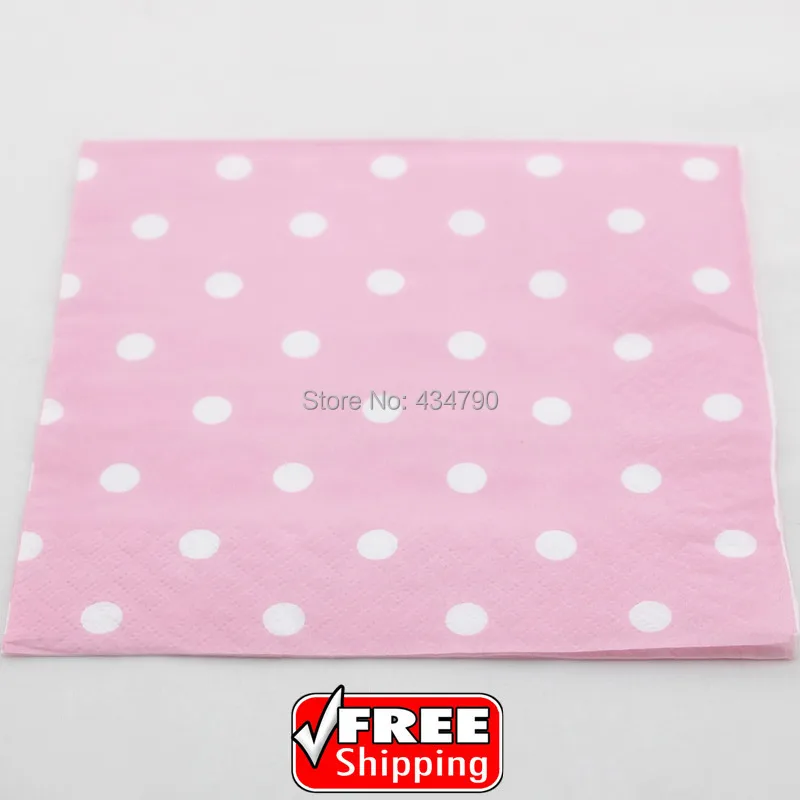 

60pcs Pink Paper Napkins White Polka Dot,Baby Shower Dinner Serviettes Towels Party Supplies Decor,Tableware-Choose Your Colors
