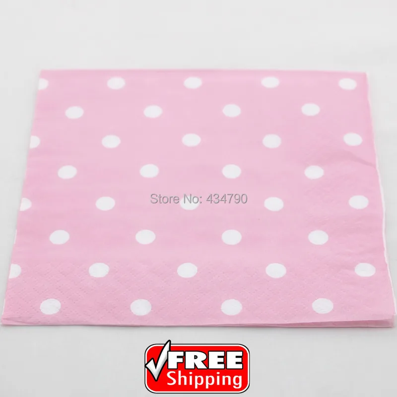 60pcs Pink Paper Napkins White Polka Dot Baby Shower Dinner Serviettes Towels Party Supplies Decor Tableware-Choose Your Colors | Дом и сад