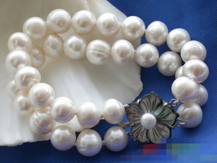 

FREE SHIPPING>>>@@ 0690 2ROW white ROUND FRESHWATER CULTURED PEARL BRACELET