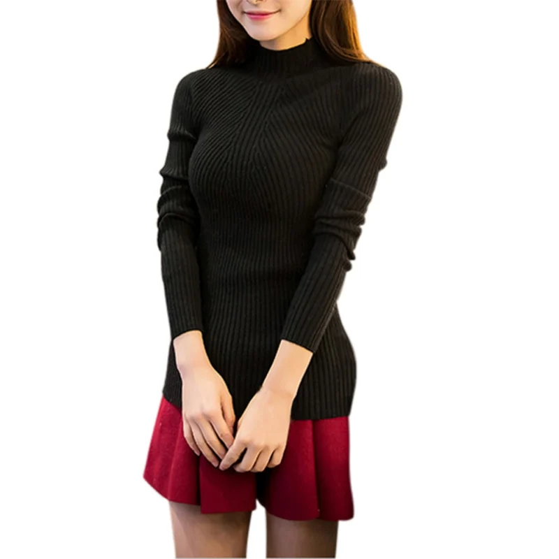 Autumn Winter New Women Sweaters Turtleneck Pullovers Long Sleeve Casual Solid Female Slim Knitted | Женская одежда