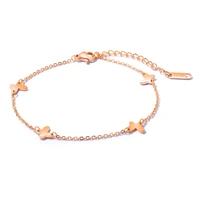 jhsl foot ankle bracelets for women female anklets butterfly charm rose gold color stainless steel fashion bohemian jewelry
