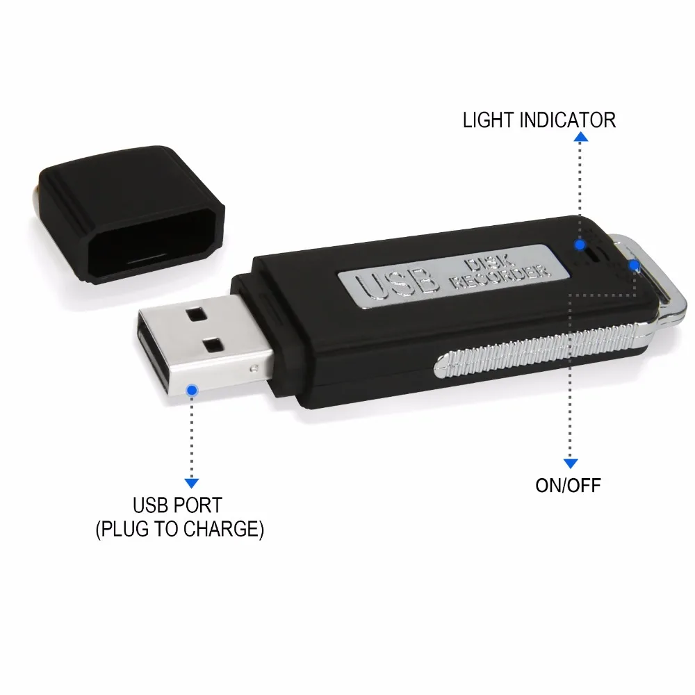 Lgsixe Портативный голос Регистраторы USB Flash Drive 15 часов Срок службы батареи