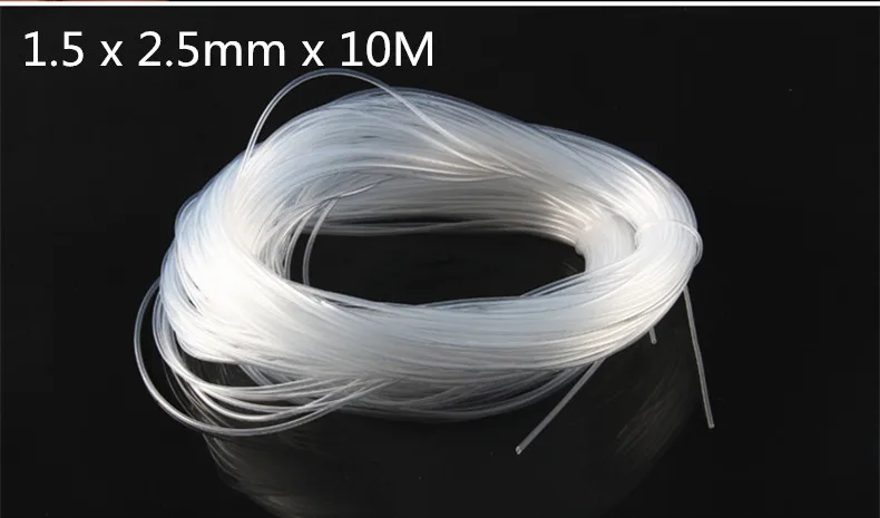 1.5 x 2.5mm x 10M 10 м/лот пищевой кремнезем капиллярный прозрачный силиконовый шланг тонкий силиконовый резиновый шланг I.D. 0,5-2 мм/O.D. 1-5 мм - Цвет: 1.5 x 2.5mm x 10M