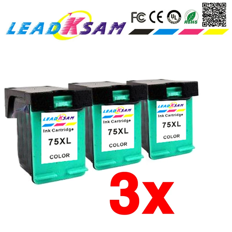 3 шт. картридж для принтера hp 75 75xl Photosmart C4200 C4280 C4345 C4380 C4385 C4480 C4580 | Компьютеры и офис