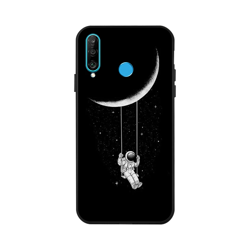 X060 3D DIY Окрашенный черный чехол для huawei P30 Pro P8 Lite Nova 3i 3 4 чехол s Space Moon чехол для телефона huawei mate 10 20X Lite - Цвет: X060