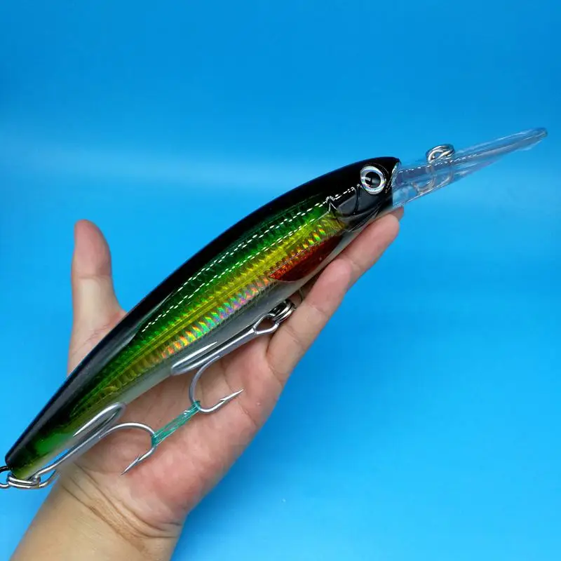 HOOFISH 1 шт. 117 г большая блесна ловля рыбы на блесну блесны 20 см большой язык твердая приманка Высокое качество глубокая приманка для морской рыбалки крепкие крючки - Цвет: 1pcs green