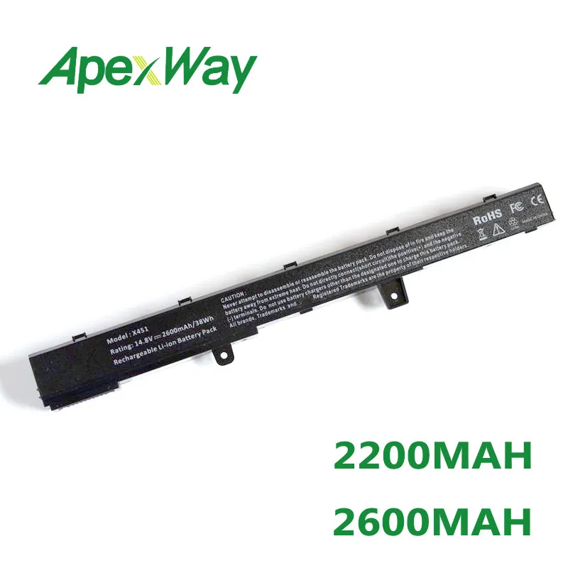 ApexWay Аккумулятор для ноутбука ASUS X451 X451C X451CA X451M X451MA X551 X551C X551CA X551M X551MA A31LJ91 A31N1319 A41N1308 X45LI9C