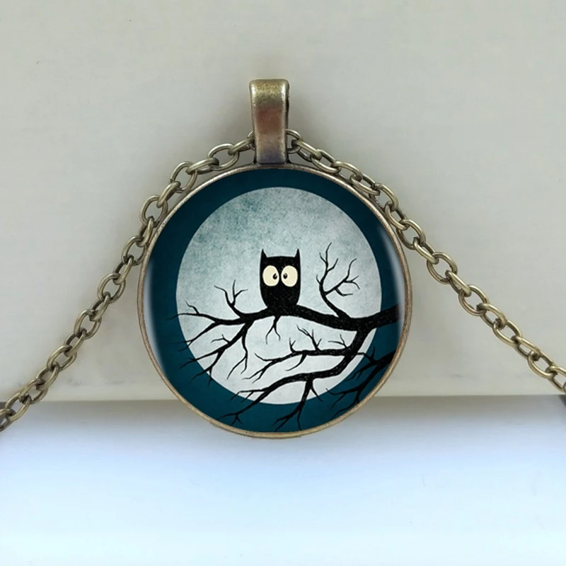 Подвеска и ожерелье в виде милой совы Серебряное длинное с цепочкой украшения